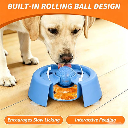 Slow Feeder Licking Bowl with Rolling Ball 🐶💧 – Anti-Spill, Suction Base, Food-Grade ABS, 250ml – Ideal for Fast Eaters & Healthy Digestion