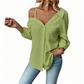 🔥While Supplies Last 50% OFF!🎉 Off-Shoulder Button-Up Top 👚✨ – Crinkle Texture, Relaxed Fit, 5 Colours, S-XL