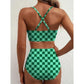 🌊High-Waisted V-Neck Bikini Set 👙✨ – Tummy Control, Criss-Cross Back, 6 Prints S-XL