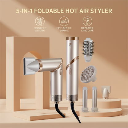 5-in-1 Hot Air Styler 💨👩‍🦱 – Negative Ion, Anti-Frizz, Foldable, Volumise & Curl