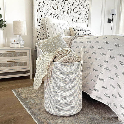 💥Up to 50% off ！！58L Cotton Rope Laundry Basket 🧺✨ – Soft, Sturdy, Two-Tone Handles, Versatile Storage