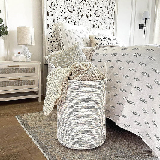 💥Up to 50% off ！！58L Cotton Rope Laundry Basket 🧺✨ – Soft, Sturdy, Two-Tone Handles, Versatile Storage