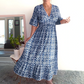 🔥Hot Sale🔥Boho Floral Midi Dress 🌸✨ – V-Neck, Elastic Waist, Off-Shoulder, Lightweight