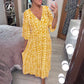 🔥Hot Sale🔥Boho Floral Midi Dress 🌸✨ – V-Neck, Elastic Waist, Off-Shoulder, Lightweight