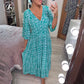 🔥Hot Sale🔥Boho Floral Midi Dress 🌸✨ – V-Neck, Elastic Waist, Off-Shoulder, Lightweight