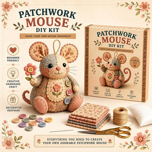 🥳2026 HOT SALE🥳💞33K+ SOLD! ！Patchwork Mouse DIY Sewing Kit – 3D Fabric Craft for Beginners, Stress Relief, Creative Gift