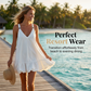💖2026 HOT SALE💖30K+ SOLD! ！💥Women’s V‑Neck Resort Dress – Bubble Ruffled Hem, Adjustable Metallic Straps, Soft & Airy