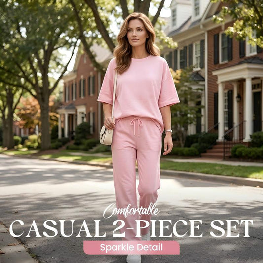 Comfortable Casual 2-Piece Set with Sparkle Detail