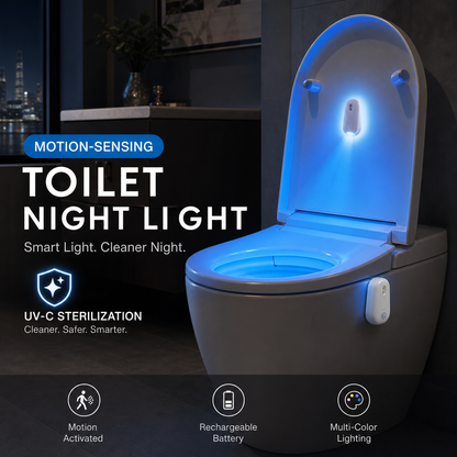 🚽✨ Motion-sensing toilet light – RGB glow, rechargeable, sanitizing & fun!