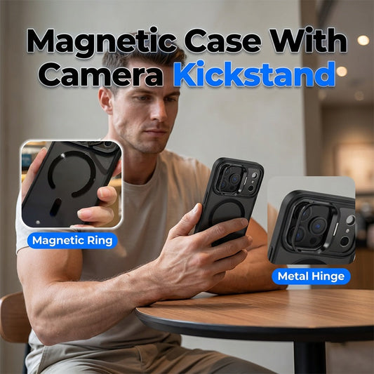 📱✨ Clear Magnetic Phone Case with Flip Camera Guard Kickstand – Slim Protective Stand Case